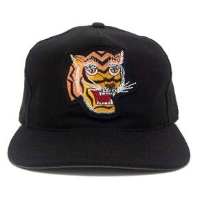 Black Embroidered Tiger Cap